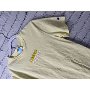 Champion Men's Medium Heritage Reflection Logo Graphic T-Shirt Lemon Glacier GT1